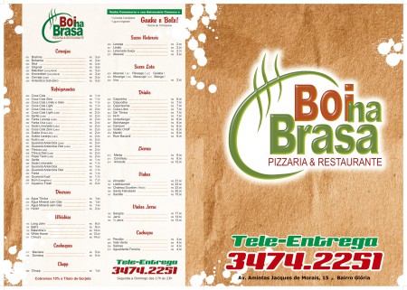 Cardápio Restaurante Boi na Brasa (feito em vinil)